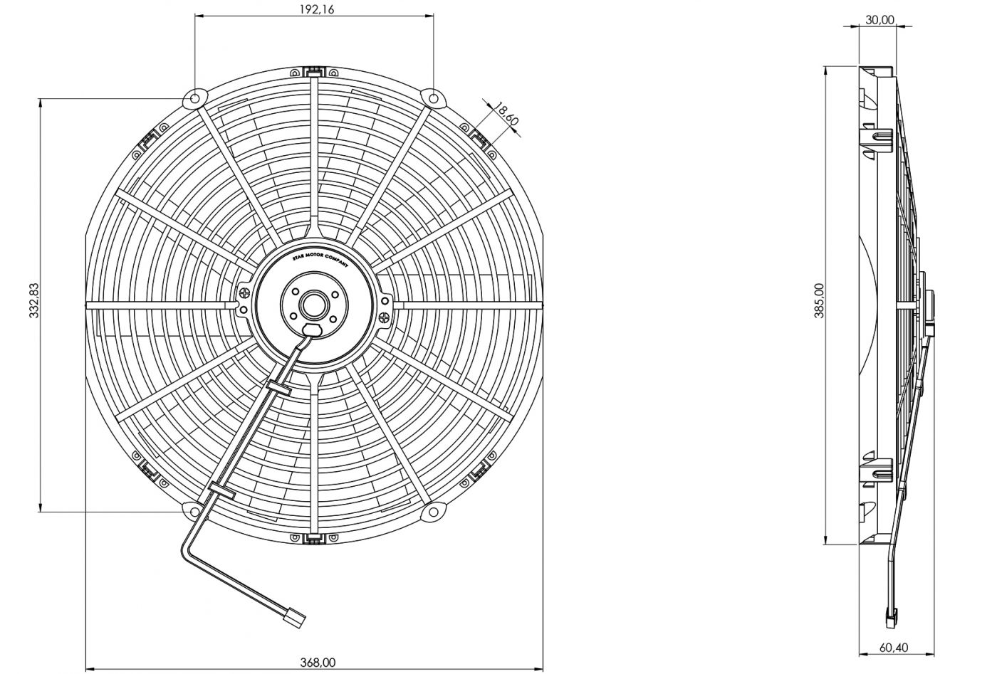 STR160 ОСЕВОЙ ВЕНТИЛЯТОР 14" ДЮЙМОВ 80 ВАТТ 24 ВОЛЬТ PUSH / ТОЛКАЮЩИЙ ВЕНТИЛЯТОР