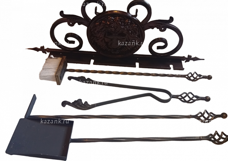 Каминный набор подвесной (кованный) с головой льва