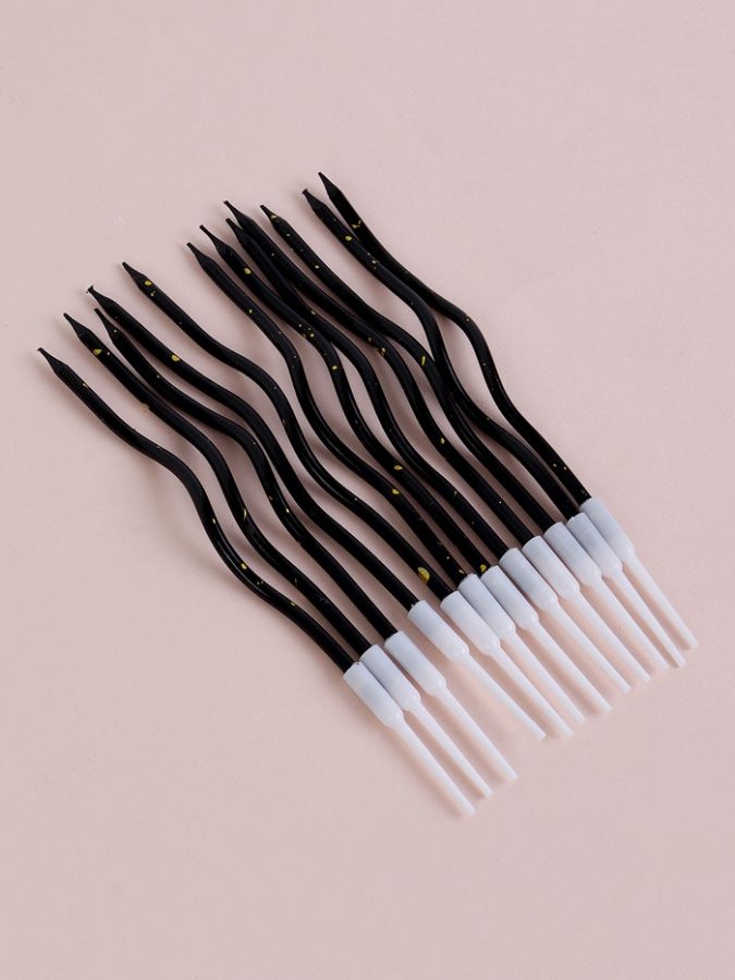 Свечи для торта «Серпантин», 12 шт., чёрный с блёстками