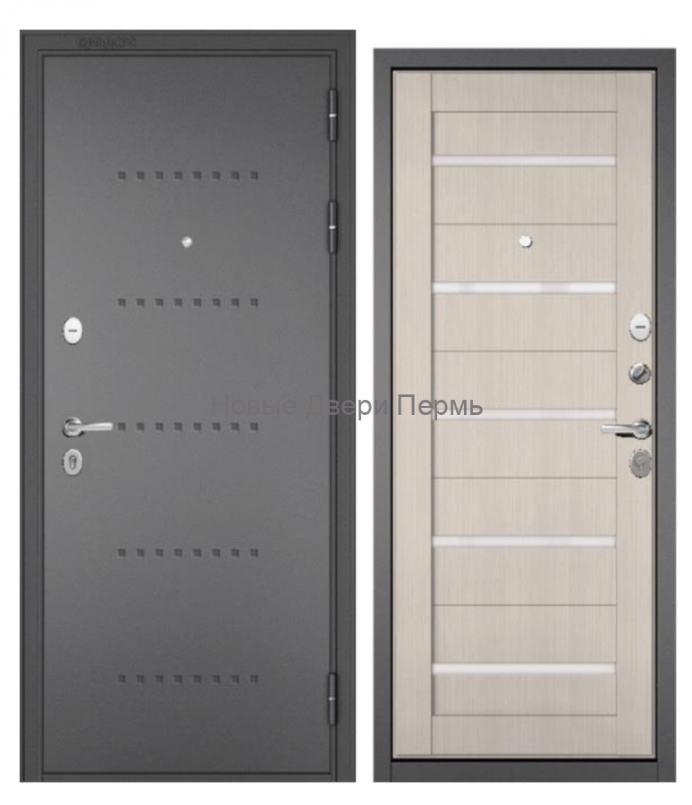 Входная дверь TRUST MASS MP Антрацит букле Ларче бьянко