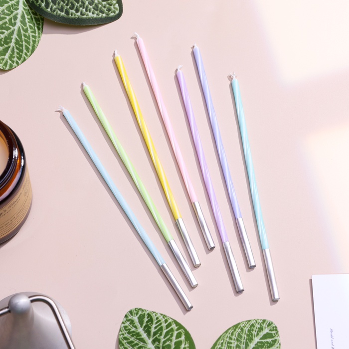 Свечи для торта, 7 штук, 11.5 см, разноцветные