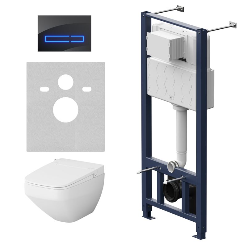 Инсталляция AM.PM с клав Touchless Pro стекло, чёрн с подв унит Inspire V2.0 FlashClean IS450A38.CCC50A