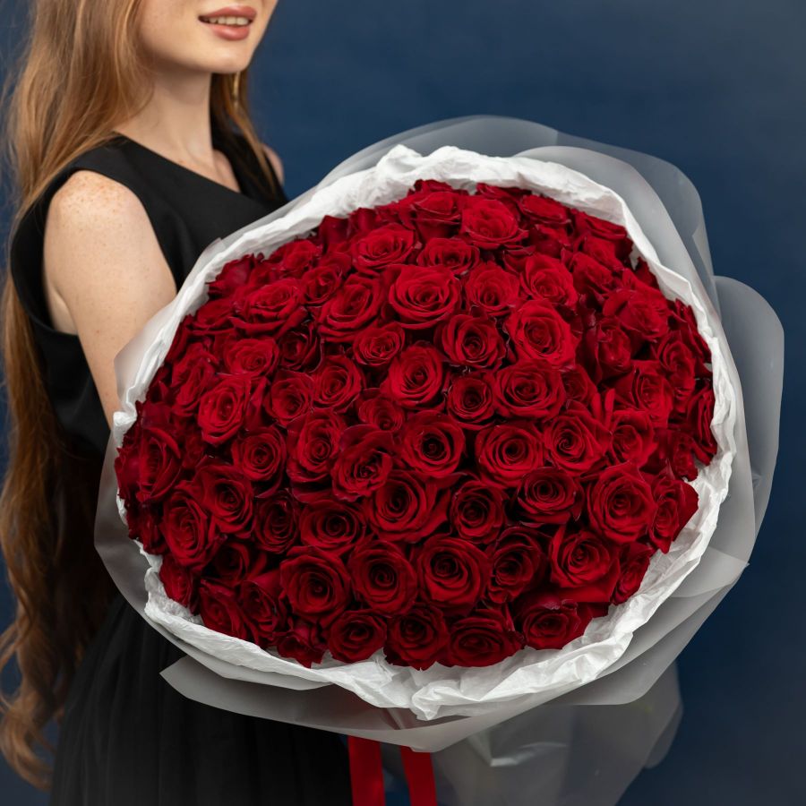 Роза красная от 7 шт (60см)