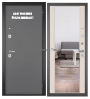 Входная дверь TRUST ECO MP 90 Антрацит Букле Бьянко Ларче с зеркалом