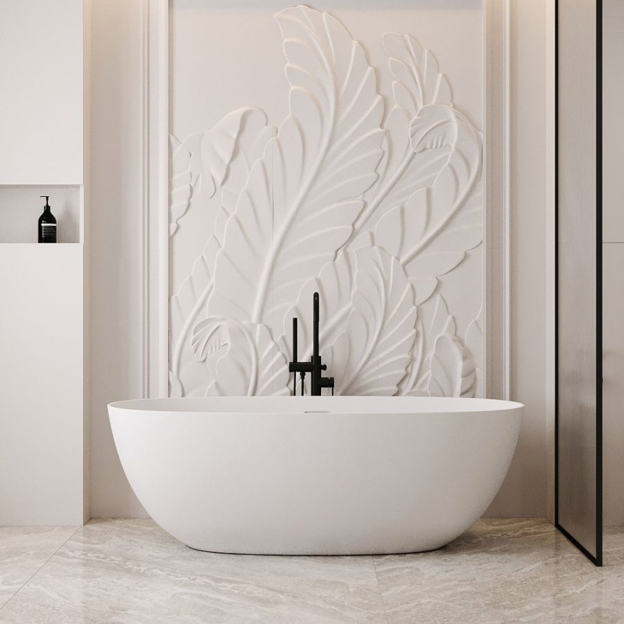 Ванна из искусственного камня ABBER Stein AS9624-1.5 белая матовая