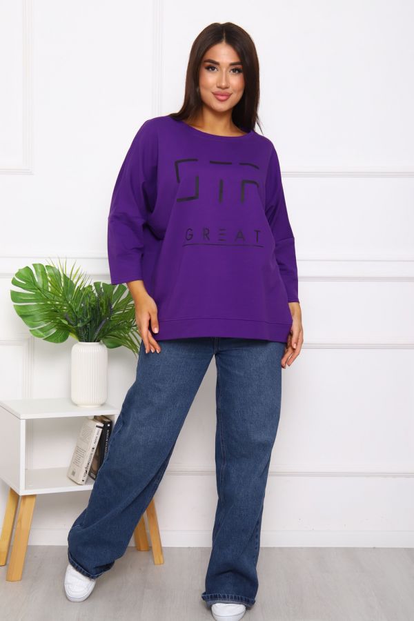 Свитшот 375702 оверсайз трикотажный [фиолетовый]
