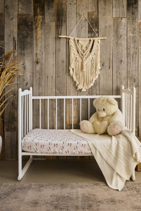 Простынь на резинке детская 120*60 для новорожденных [вишни]