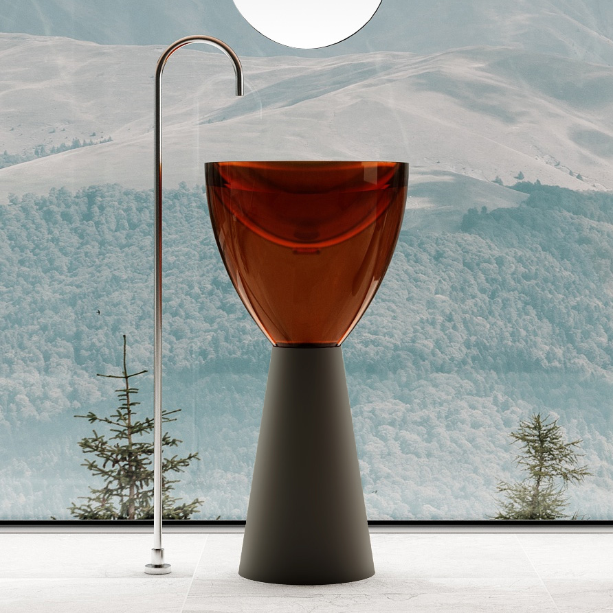 Раковина отдельностоящая прозрачная ABBER Kristall AT2703Black-Opal черный/Коричневый