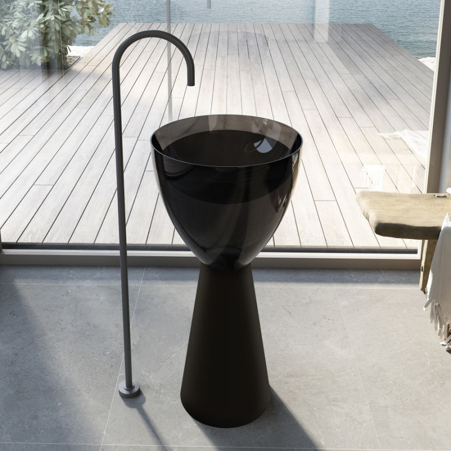 Раковина отдельностоящая прозрачная ABBER Kristall AT2703Onyx-Black черный/Черный