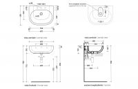 Подвесная раковина Flaminia Pass 62 Countertop - Wall Hung Basin 62х48 схема 4
