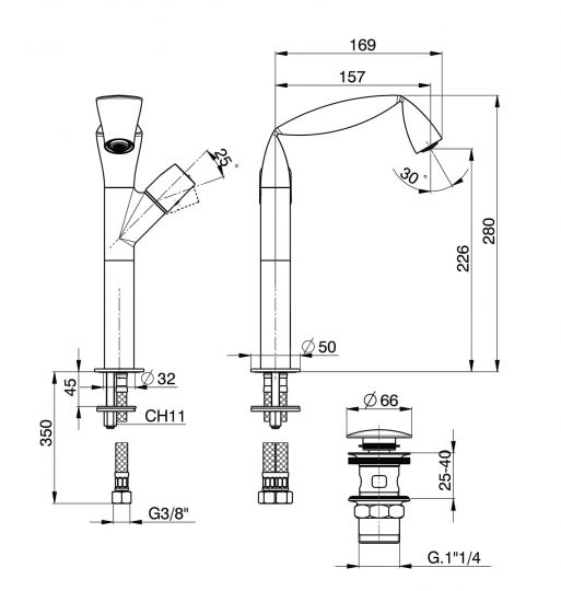 Смеситель Flaminia Fold High Single Lever Mixer схема 2