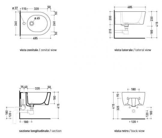 Биде подвесное Flaminia MiniLink 5065 схема 5 Биде подвесное Flaminia MiniLink 5065 схема 5