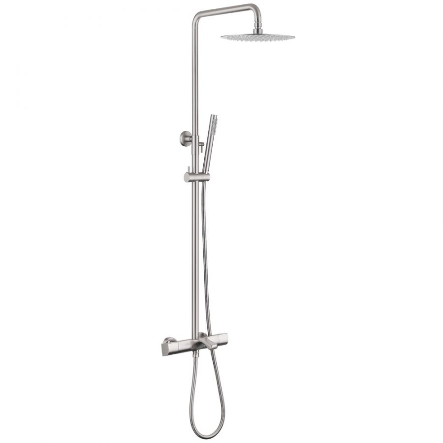Душевая стойка ABBER Thermostat AF8516SPL с термостатом и изливом, Сатин