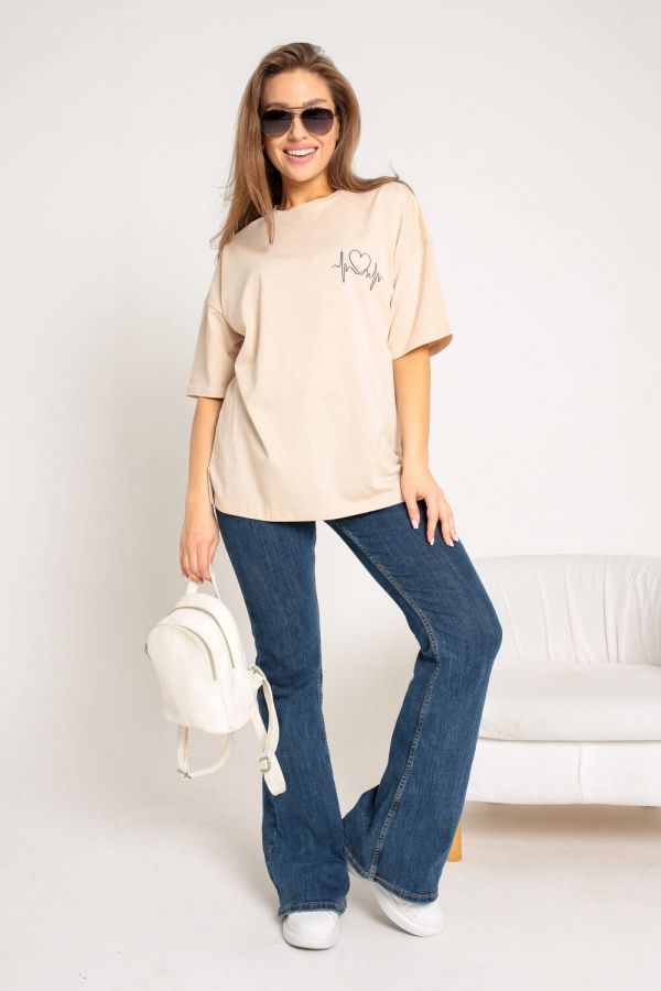 Футболка оверсайз женская с принтом "Ирина" [бежевый]
