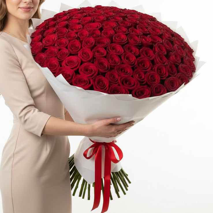 101 красная роза (80см)