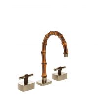 Смеситель для раковины Gessi Jacqueline 77013 с низким изливом и металлическим Т-образным вентилем на 3 отверстия схема 2