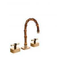 Смеситель для раковины Gessi Jacqueline 77013 с низким изливом и металлическим Т-образным вентилем на 3 отверстия схема 10