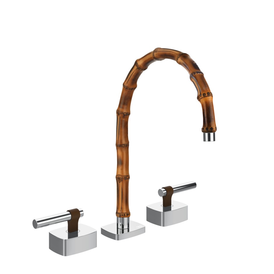 Изображение Смеситель для раковины Gessi Jacqueline 77015 со средним изливом и металлическим Г-образным вентилем на 3 отверстия