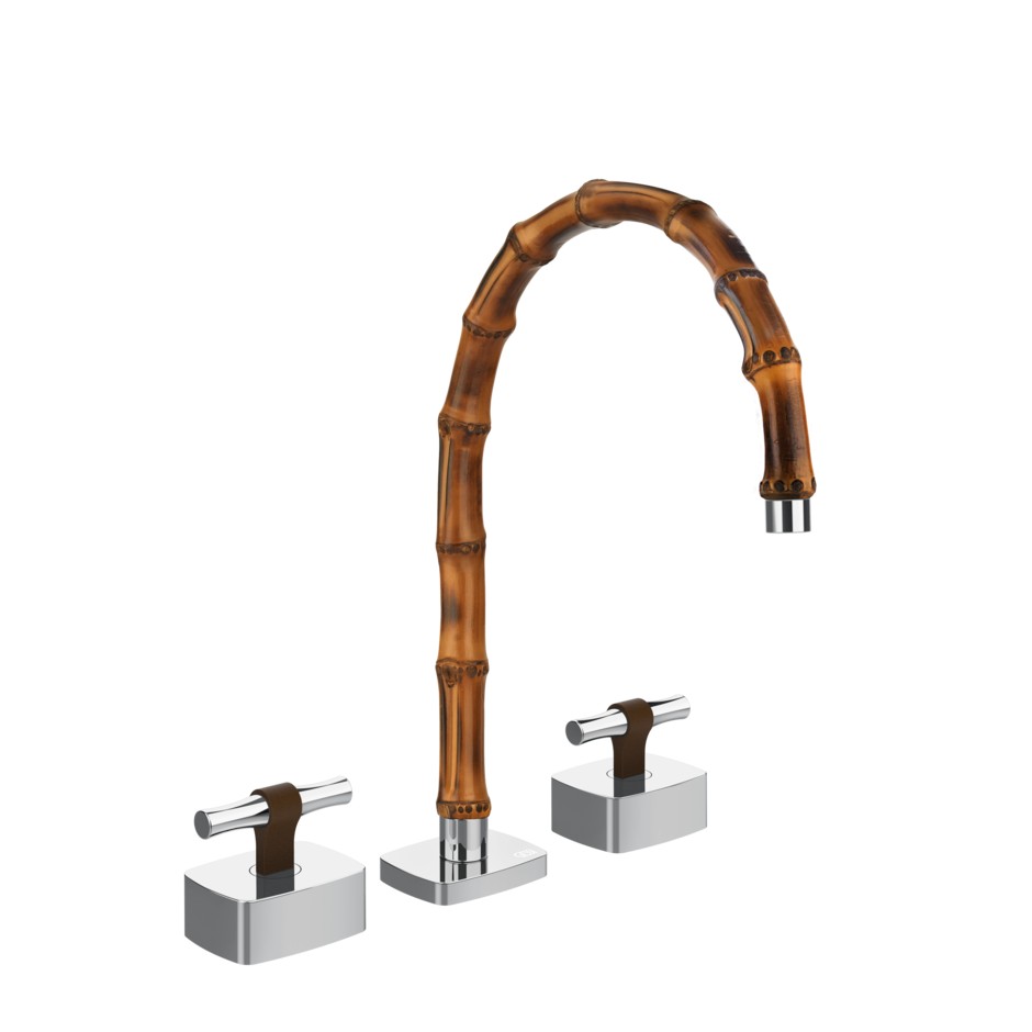 Изображение Смеситель для раковины Gessi Jacqueline 77017 со средним изливом и металлическим Т-образным вентилем на 3 отверстия