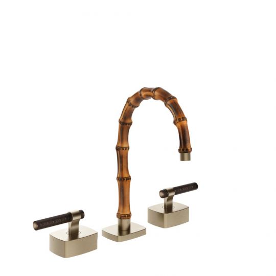 Смеситель для раковины Gessi Jacqueline 77211 с низким изливом и Г-образным вентилем под дерево на 3 отверстия схема 2