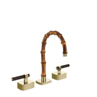 Смеситель для раковины Gessi Jacqueline 77211 с низким изливом и Г-образным вентилем под дерево на 3 отверстия схема 6