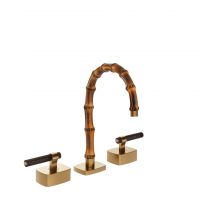 Смеситель для раковины Gessi Jacqueline 77211 с низким изливом и Г-образным вентилем под дерево на 3 отверстия схема 8