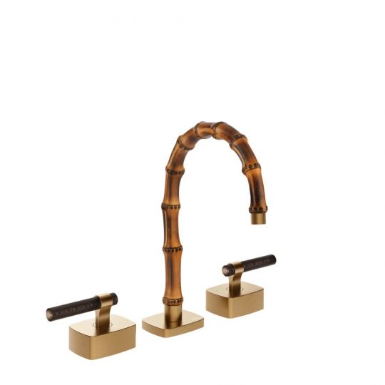 Смеситель для раковины Gessi Jacqueline 77211 с низким изливом и Г-образным вентилем под дерево на 3 отверстия схема 8