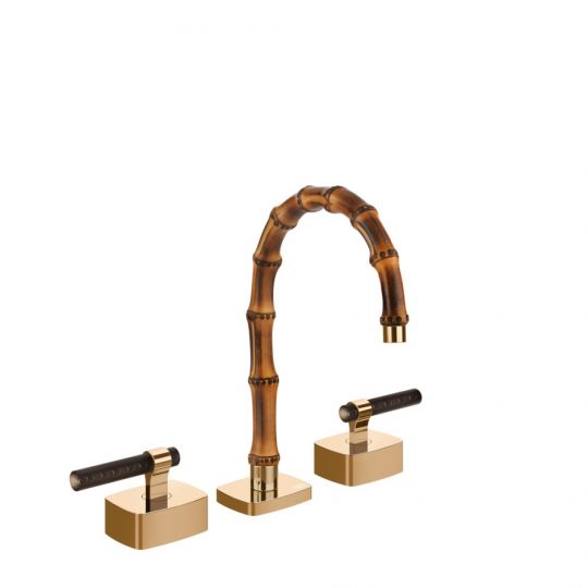 Смеситель для раковины Gessi Jacqueline 77211 с низким изливом и Г-образным вентилем под дерево на 3 отверстия схема 10