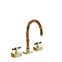 Смеситель для раковины Gessi Jacqueline 77213 с низким изливом и Т-образным вентилем под дерево на 3 отверстия схема 6