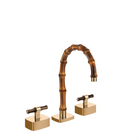 Смеситель для раковины Gessi Jacqueline 77213 с низким изливом и Т-образным вентилем под дерево на 3 отверстия схема 10