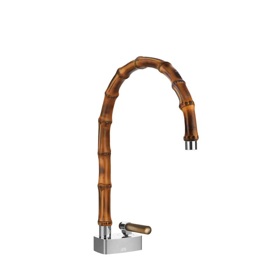 Изображение Смеситель для раковины Gessi Jacqueline 77219 со средним поворотным изливом и вентилем под дерево без донного клапана