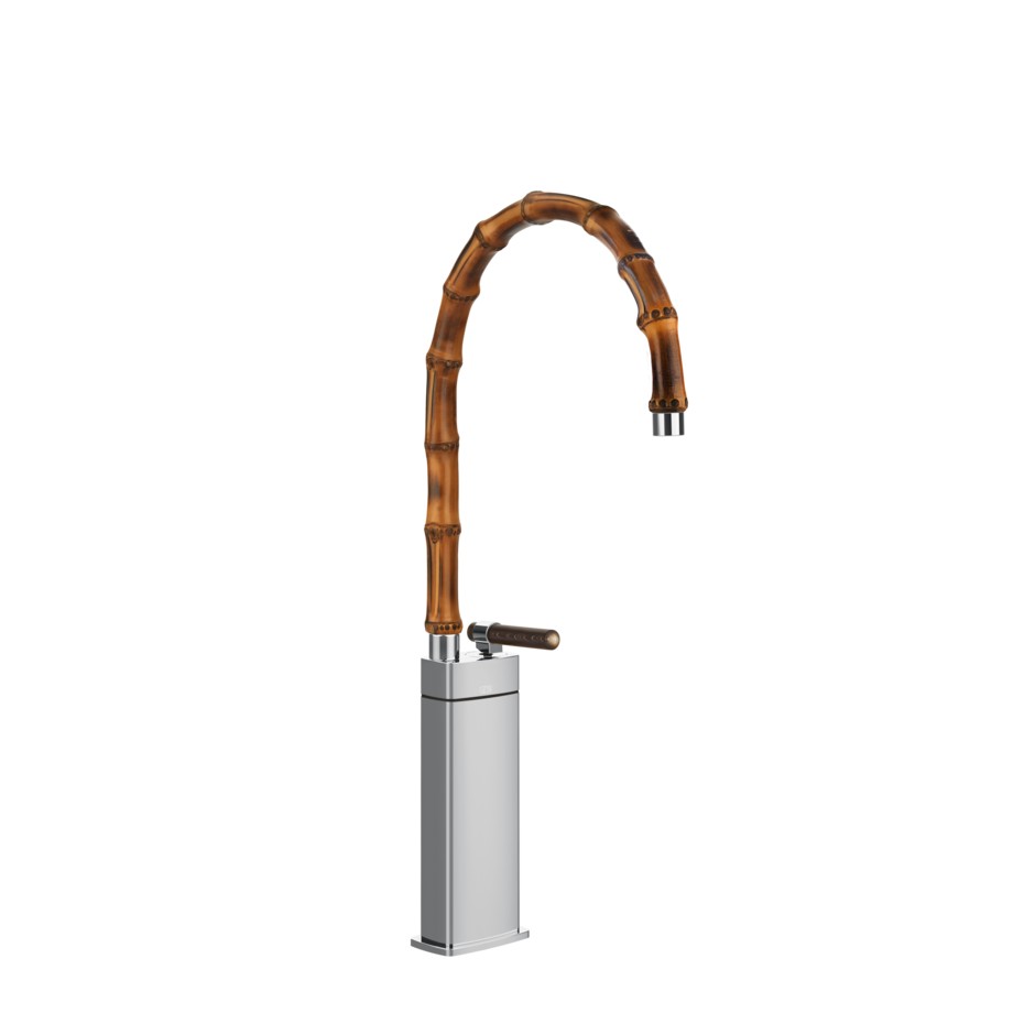 Изображение Смеситель для раковины Gessi Jacqueline 77237 высокий со средним поворотным изливом и вентилем под дерево