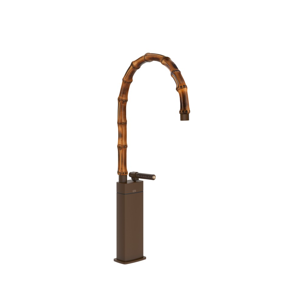 Смеситель для раковины Gessi Jacqueline 77237 высокий со средним поворотным изливом и вентилем под дерево