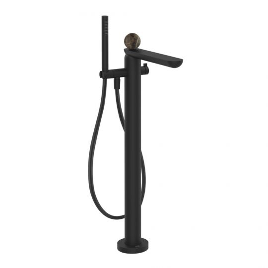 Смеситель для ванны Gessi Perle 74129 напольный с ручным душем и переключателем с вентилем из камня Emperador Dark схема 4 Смеситель для ванны Gessi Perle 74129 напольный с ручным душем и переключателем с вентилем из камня Emperador Dark схема 4