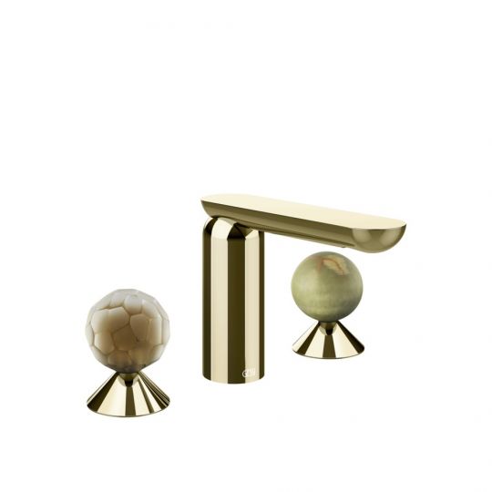 Смеситель для раковины Gessi Perle 74455 без донного клапана с вентилями-сферами из муранского стекла Battuto и камня Onyx Green схема 4
