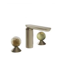 Смеситель для раковины Gessi Perle 74455 без донного клапана с вентилями-сферами из муранского стекла Battuto и камня Onyx Green схема 9