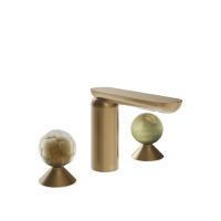 Смеситель для раковины Gessi Perle 74455 без донного клапана с вентилями-сферами из муранского стекла Battuto и камня Onyx Green схема 15