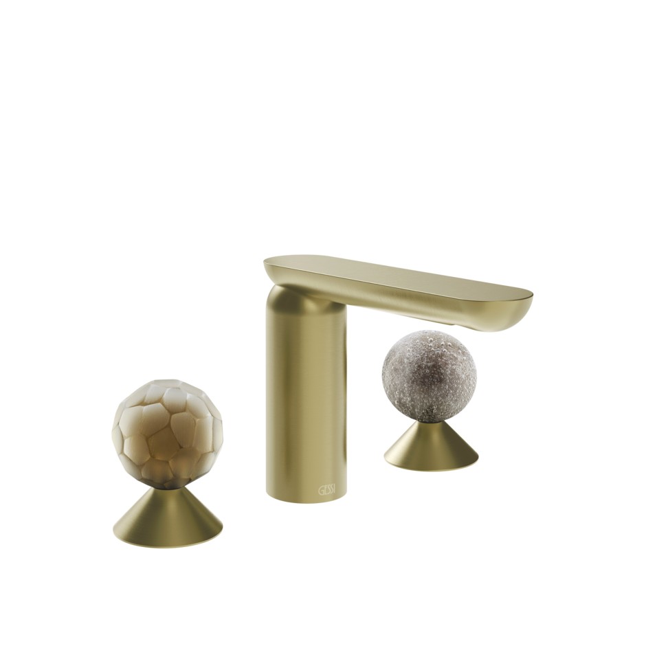 Смеситель для раковины Gessi Perle 74465 без донного клапана с вентилями-сферами из муранского стекла Battuto и Pulegoso ФОТО