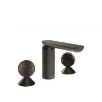 Смеситель для раковины Gessi Perle 74125 без донного клапана с вентилями-сферами из мрамора Emperador Dark и муранского стекла Sfaccettato схема 1