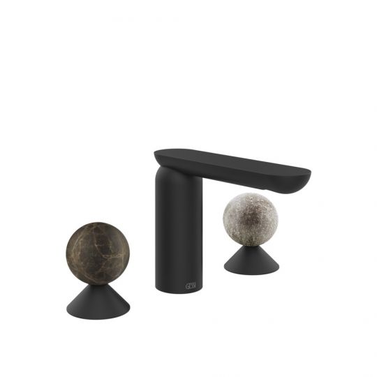 Смеситель для раковины Gessi Perle 74165 без донного клапана с вентилями-сферами из мрамора Emperador Dark и муранского стекла Pulegoso схема 10