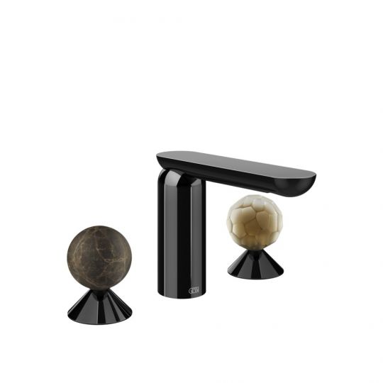 Смеситель для раковины Gessi Perle 74145 без донного клапана с вентилями-сферами из мрамора Emperador Dark и муранского стекла Battuto схема 3