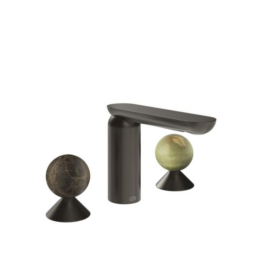 Смеситель для раковины Gessi Perle 74155 без донного клапана с вентилями-сферами из мрамора Emperador Dark и камня Onyx Green схема 1 Смеситель для раковины Gessi Perle 74155 без донного клапана с вентилями-сферами из мрамора Emperador Dark и камня Onyx Green схема 1