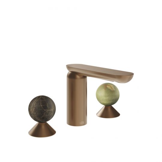 Смеситель для раковины Gessi Perle 74155 без донного клапана с вентилями-сферами из мрамора Emperador Dark и камня Onyx Green схема 7 Смеситель для раковины Gessi Perle 74155 без донного клапана с вентилями-сферами из мрамора Emperador Dark и камня Onyx Green схема 7