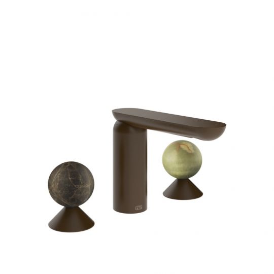 Смеситель для раковины Gessi Perle 74155 без донного клапана с вентилями-сферами из мрамора Emperador Dark и камня Onyx Green схема 8 Смеситель для раковины Gessi Perle 74155 без донного клапана с вентилями-сферами из мрамора Emperador Dark и камня Onyx Green схема 8