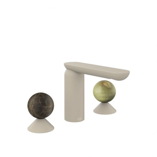 Смеситель для раковины Gessi Perle 74155 без донного клапана с вентилями-сферами из мрамора Emperador Dark и камня Onyx Green схема 12 Смеситель для раковины Gessi Perle 74155 без донного клапана с вентилями-сферами из мрамора Emperador Dark и камня Onyx Green схема 12