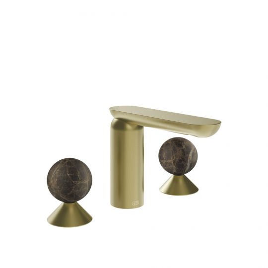 Смеситель для раковины Gessi Perle 74115 без донного клапана с вентилями-сферами из мрамора Emperador Dark схема 5