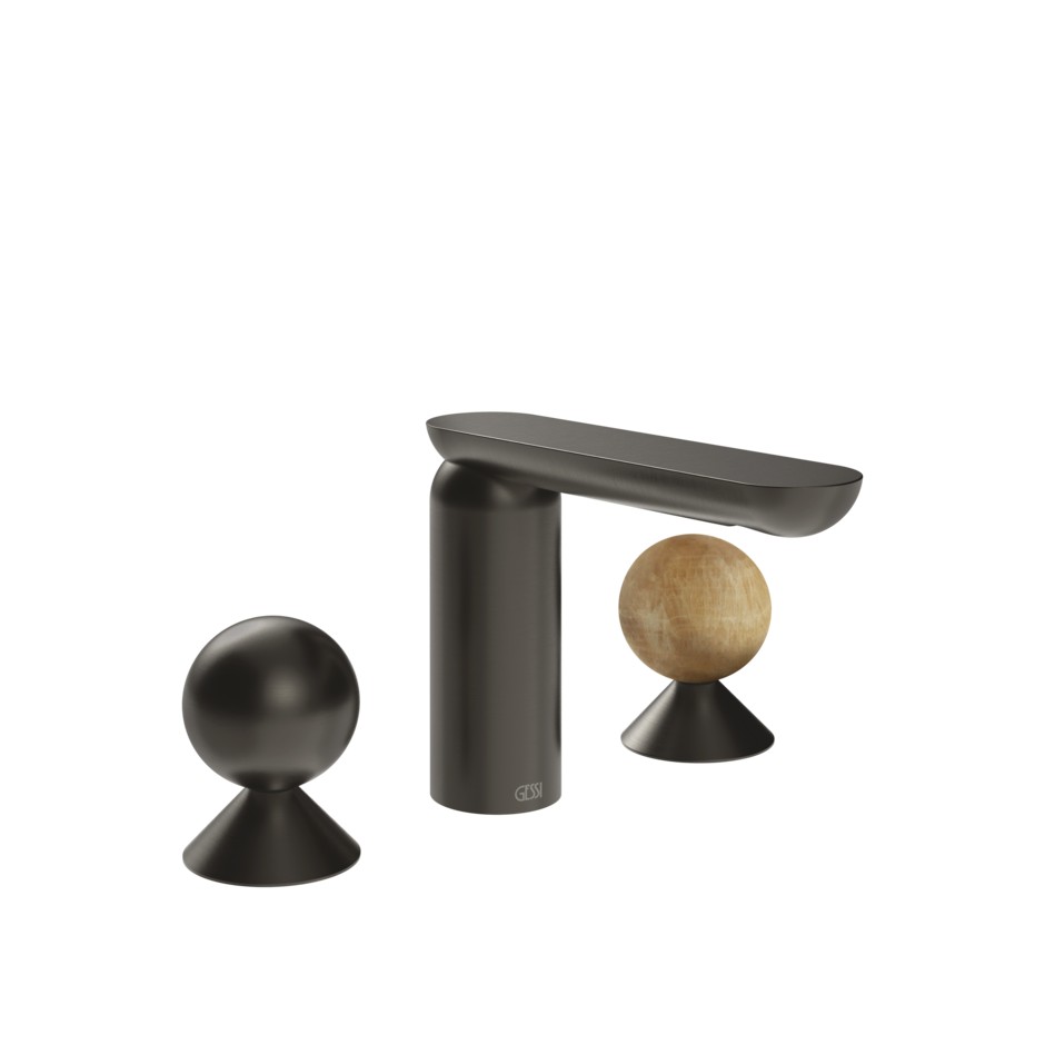 Смеситель для раковины Gessi Perle 74035 без донного клапана с вентилями-сферами из металла и камня Onyx Cola