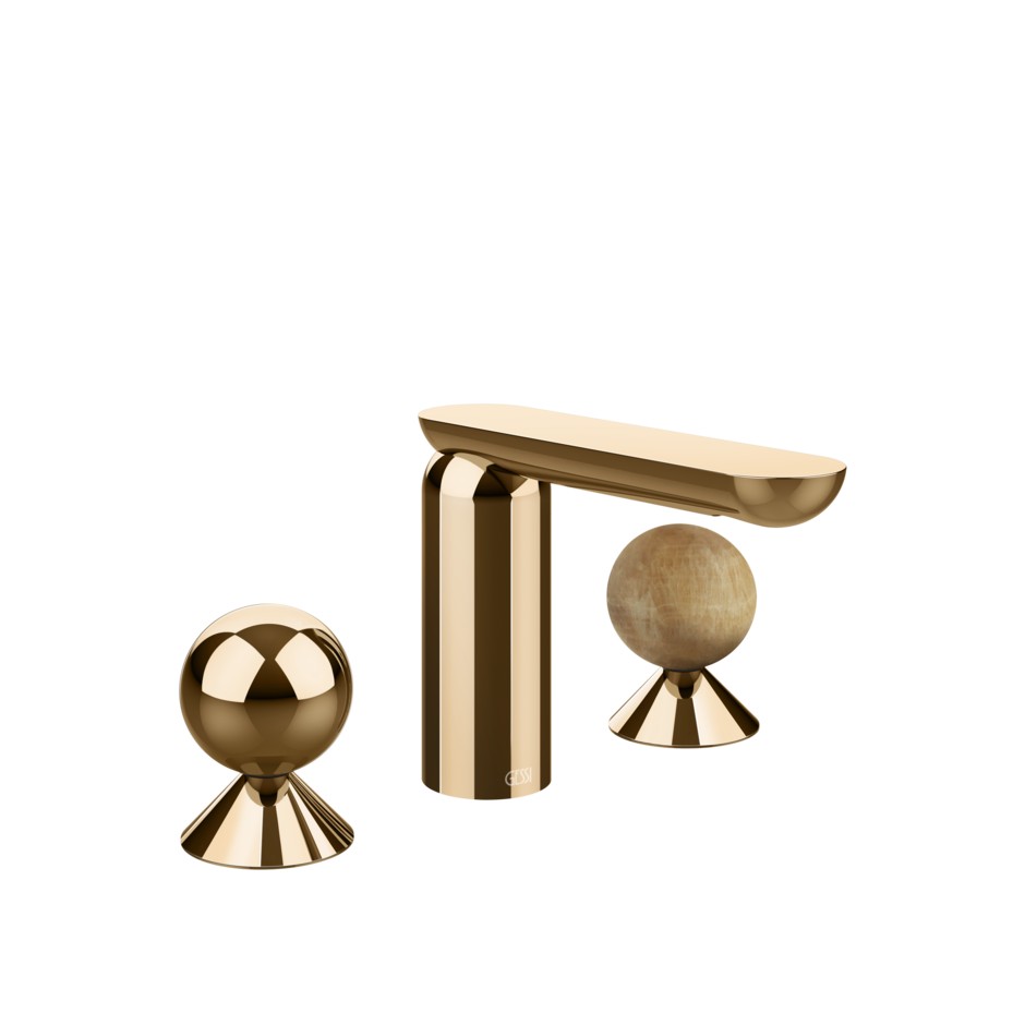 Смеситель для раковины Gessi Perle 74035 без донного клапана с вентилями-сферами из металла и камня Onyx Cola