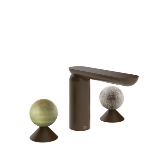 Смеситель для раковины Gessi Perle 74565 без донного клапана с вентилями-сферами из камня Onyx Green и муранского стекла Pulegoso схема 8