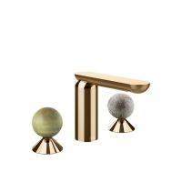 Смеситель для раковины Gessi Perle 74565 без донного клапана с вентилями-сферами из камня Onyx Green и муранского стекла Pulegoso схема 16